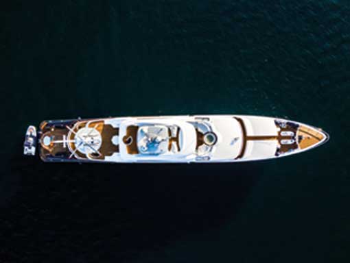 Aerial view of a yacht