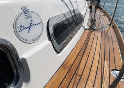Close up image of yacht deck