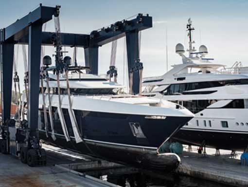 Yacht hauled out of water